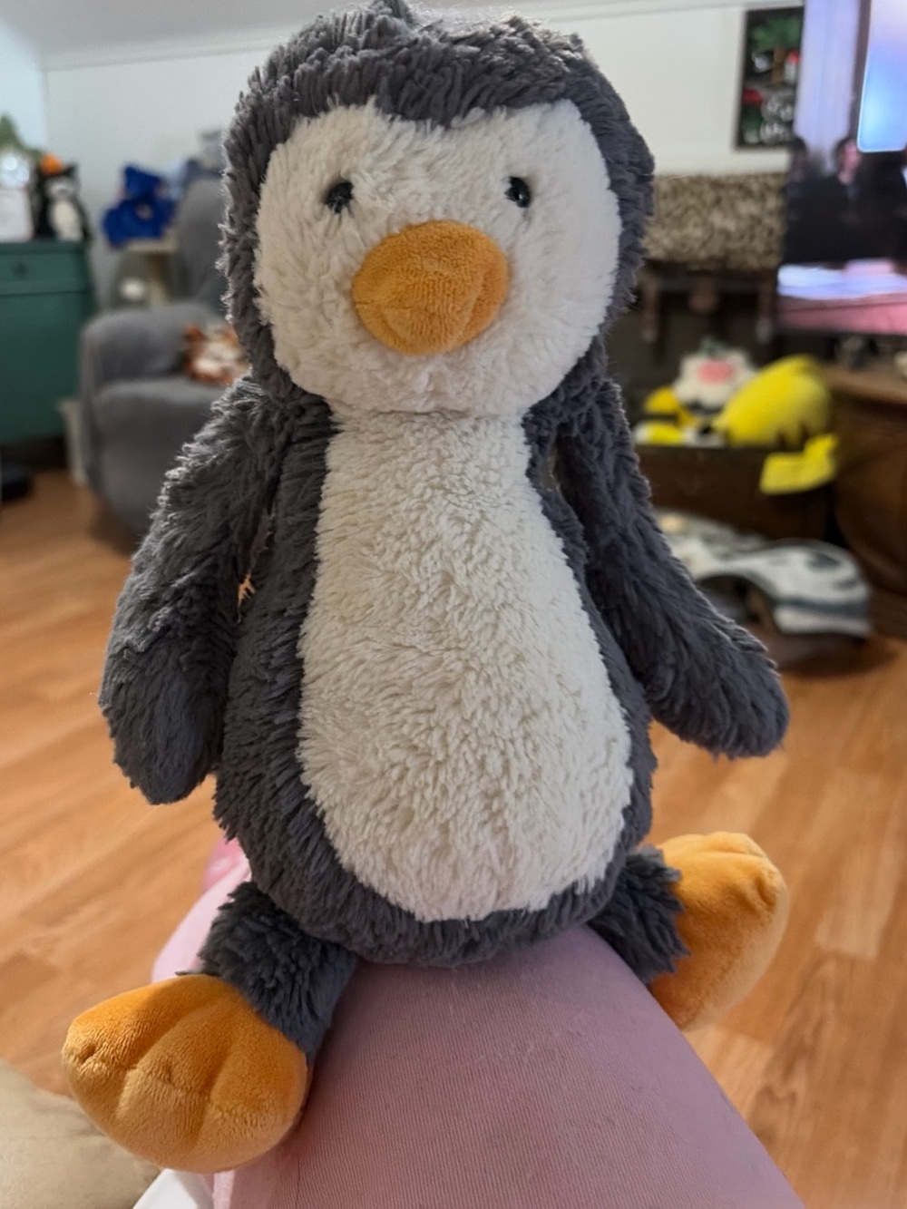 Jellycat Gray Plush with Orange Paw Detail